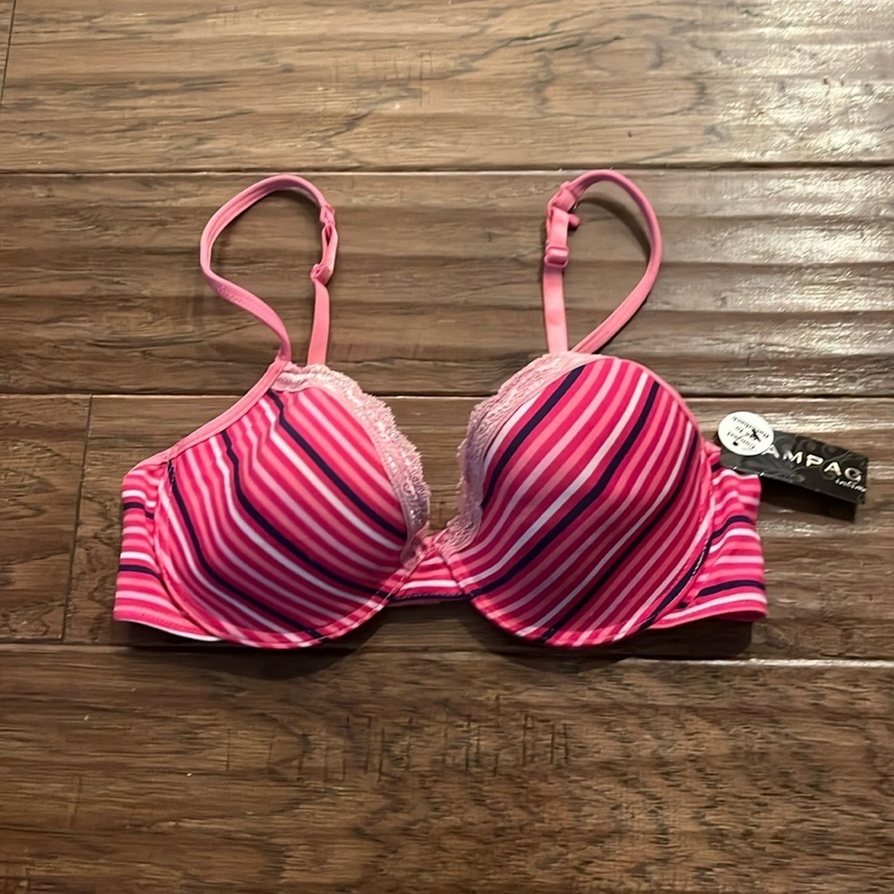 Rampage Intimates Size 36C Pink and Blue Lightly Padded Convertible Bra